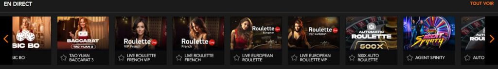 Le Roi Johnny Casino jeux live