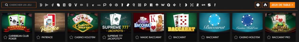 Le Roi Johnny Casino jeux table